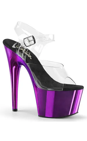 ADORE-708 Clear & Purple Chrome Platform Heels