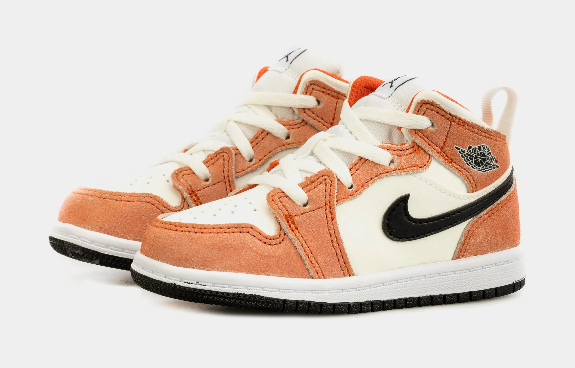 Air Jordan 1 Mid Infant Toddler Lifestyle Shoes (Orange/White)