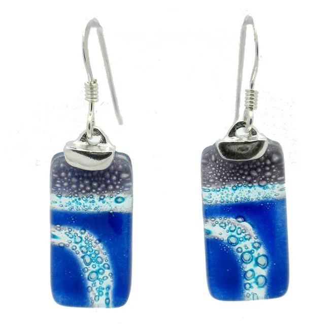 Blue Highway Glass Rectangle Earrings with Sterling Silver