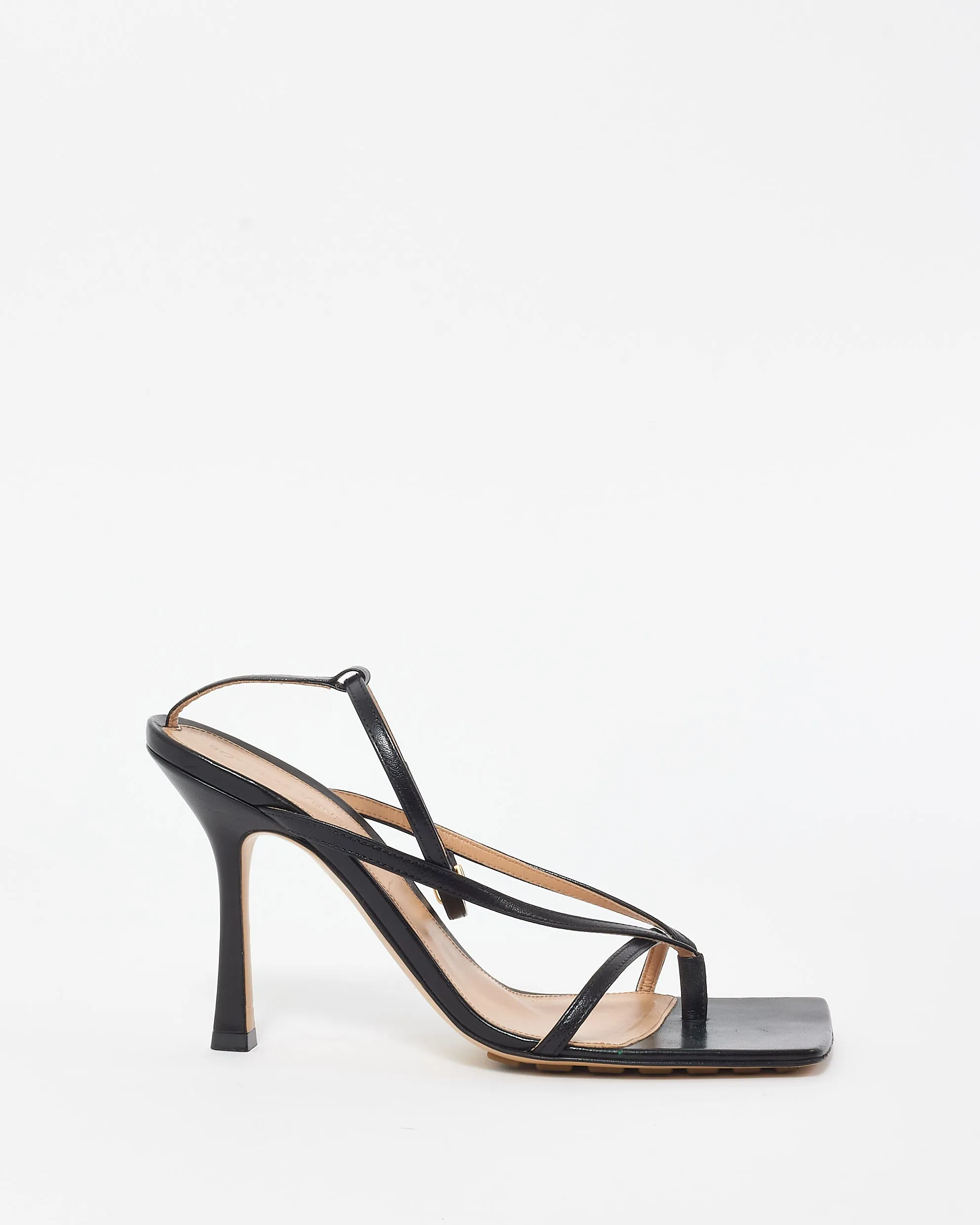 Bottega Veneta Black Leather Stretch Ankle Strap Sandals - 38