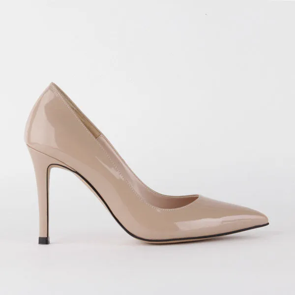 *BRAMARE - beige patent, 9cm size UK 3