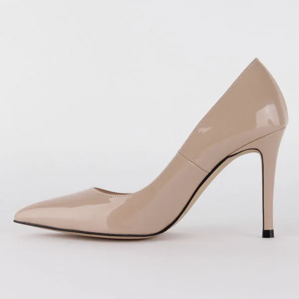 *BRAMARE - beige patent, 9cm size UK 3