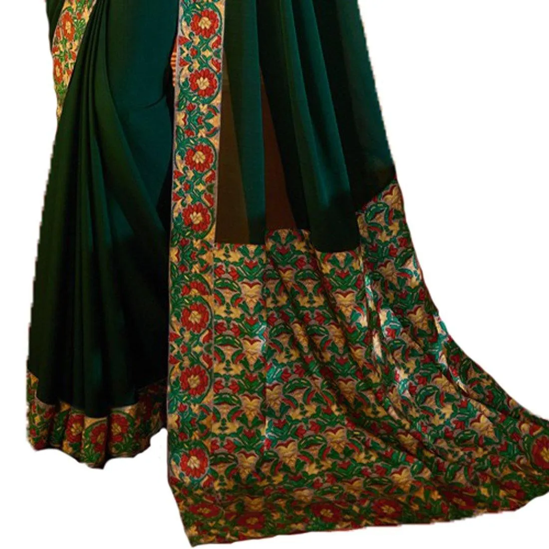 Dazzling Dark Green Colored Designer Georgette Saree