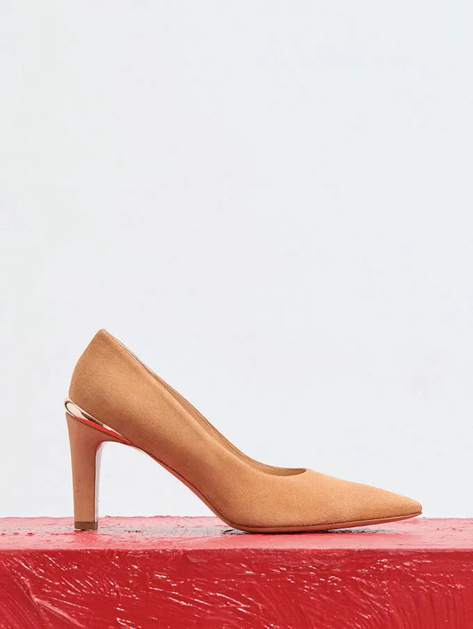 Edwina High Heel Stiletto Pump in Dark Camel Suede