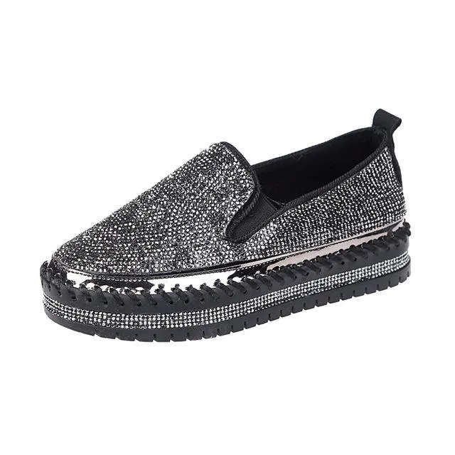 Fashion Rhinestone Plimsolls Lazy Moccasins shoes