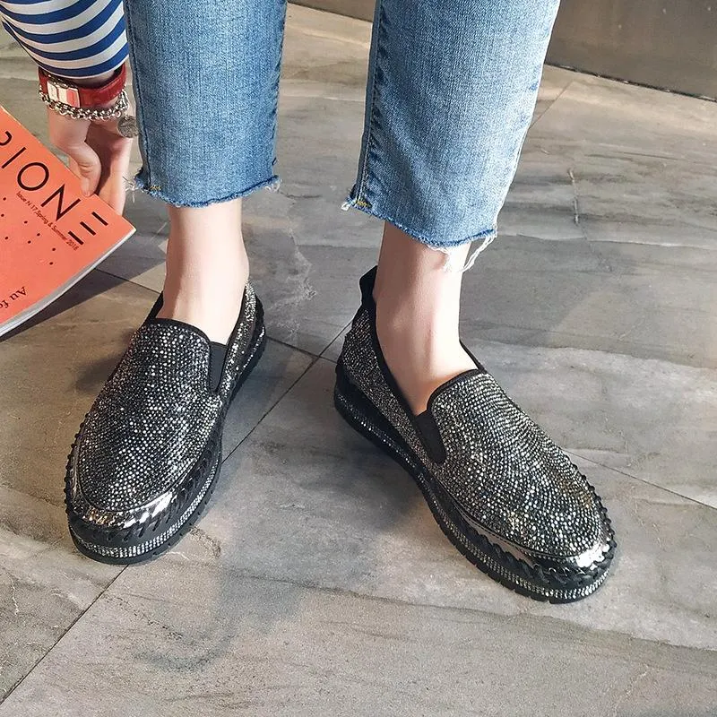 Fashion Rhinestone Plimsolls Lazy Moccasins shoes