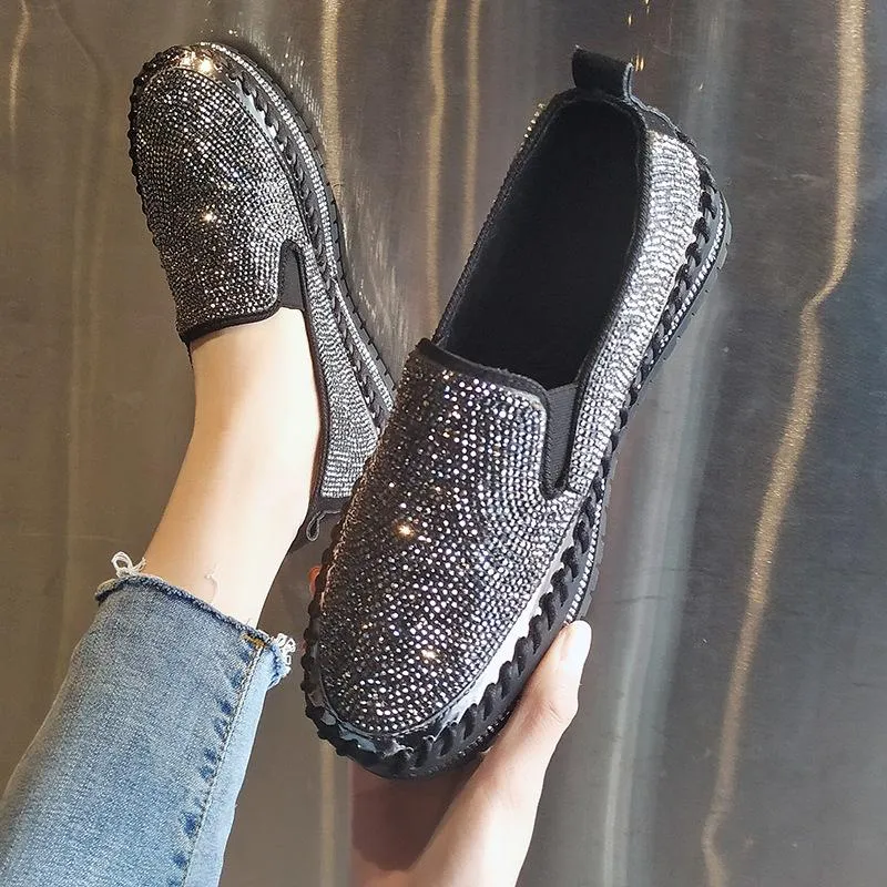 Fashion Rhinestone Plimsolls Lazy Moccasins shoes