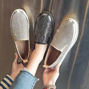 Fashion Rhinestone Plimsolls Lazy Moccasins shoes