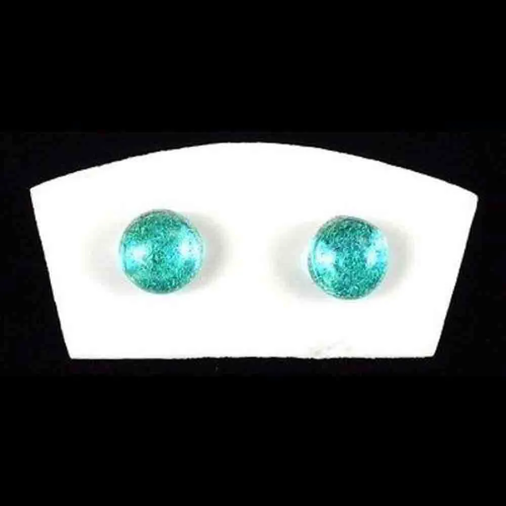 Stunning Handmade Aquamarine Dichroic Glass Large Stud Earrings by Tili Glass