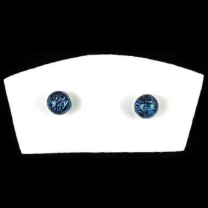 Handmade Small Dichroic Glass Studs in Blue Tili Glass