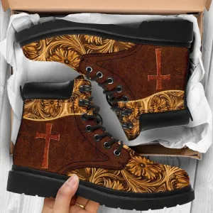 Jesus Cross Leather Boots - Christian Shoes For Men And Women