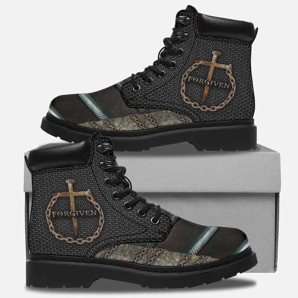 Jesus Forgiven Leather Boots 2 - Christian Shoes For Men And Women