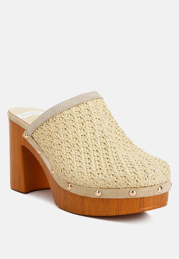 Jeydena Raffia Platform Clogs