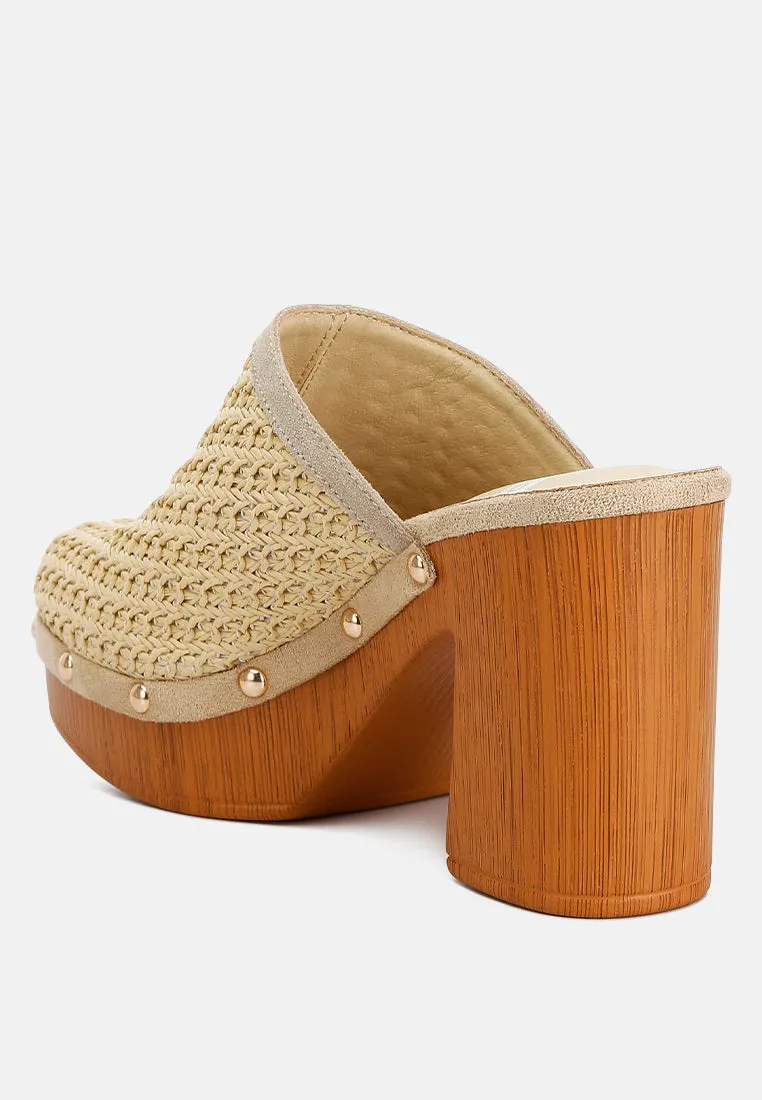 Jeydena Raffia Platform Clogs