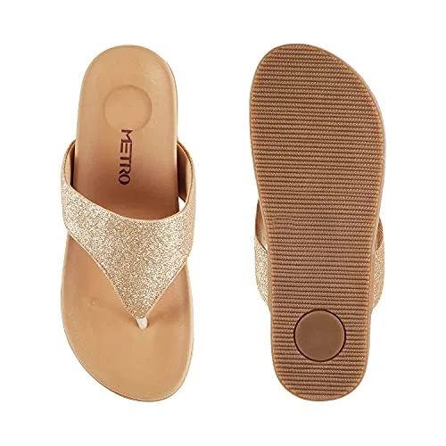 Metro Womens Synthetic Gold Slip Ons (Size (7 UK (40 EU))