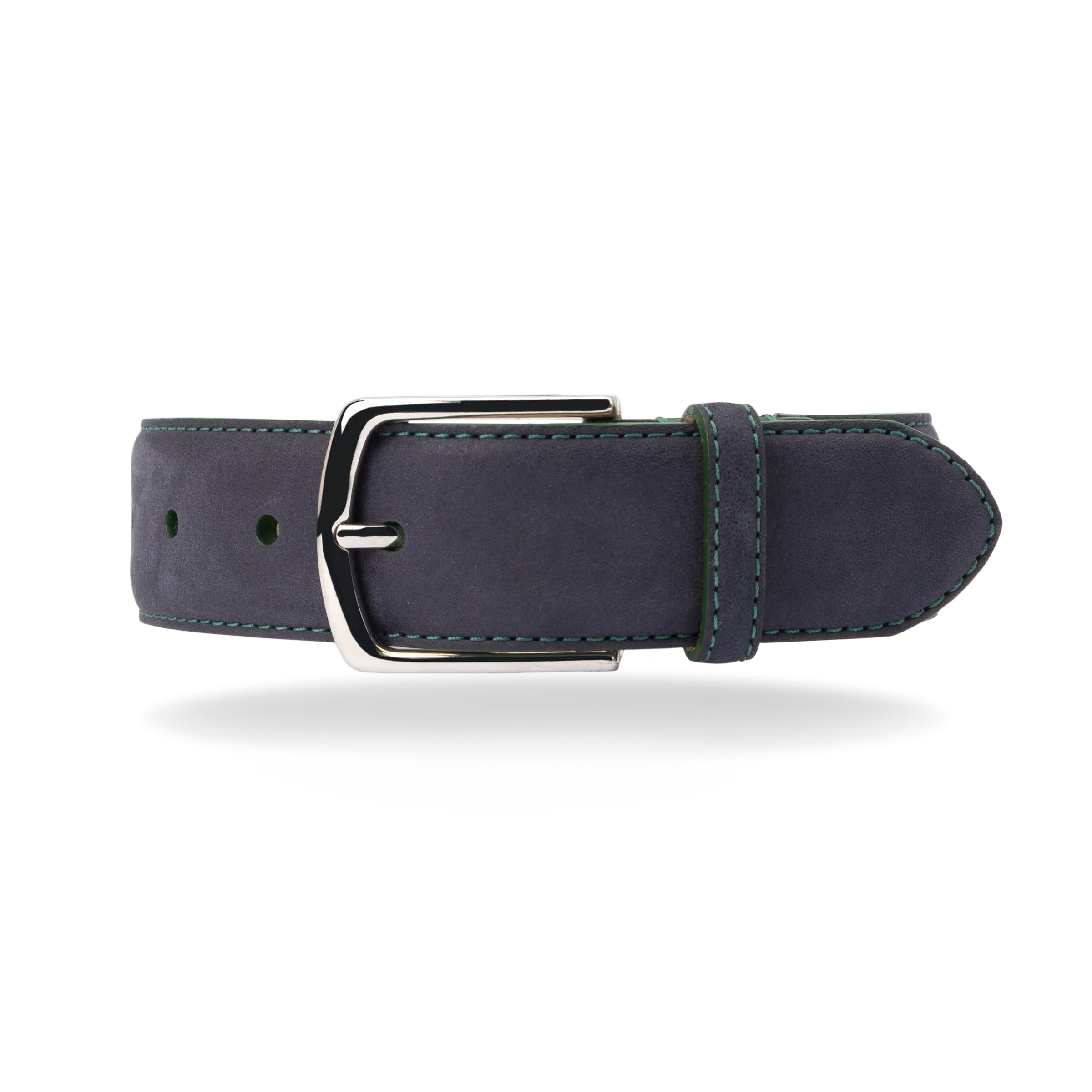 Nubuck Belt - Navy Nubuck/Green Stitch