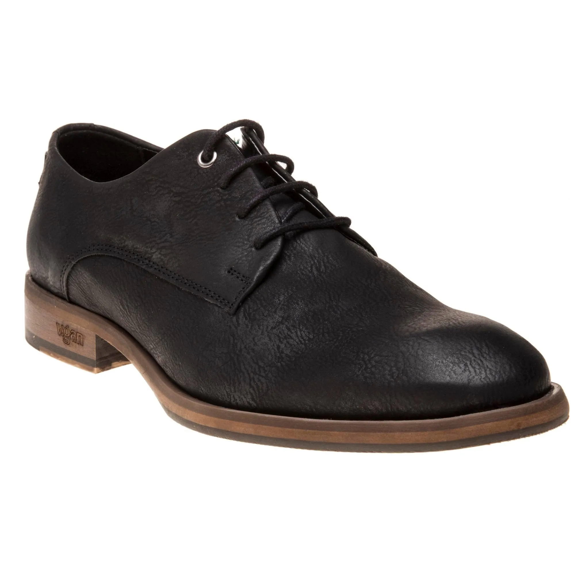 Oatmeal Men's Vegan Leather Derby Shoes | Black