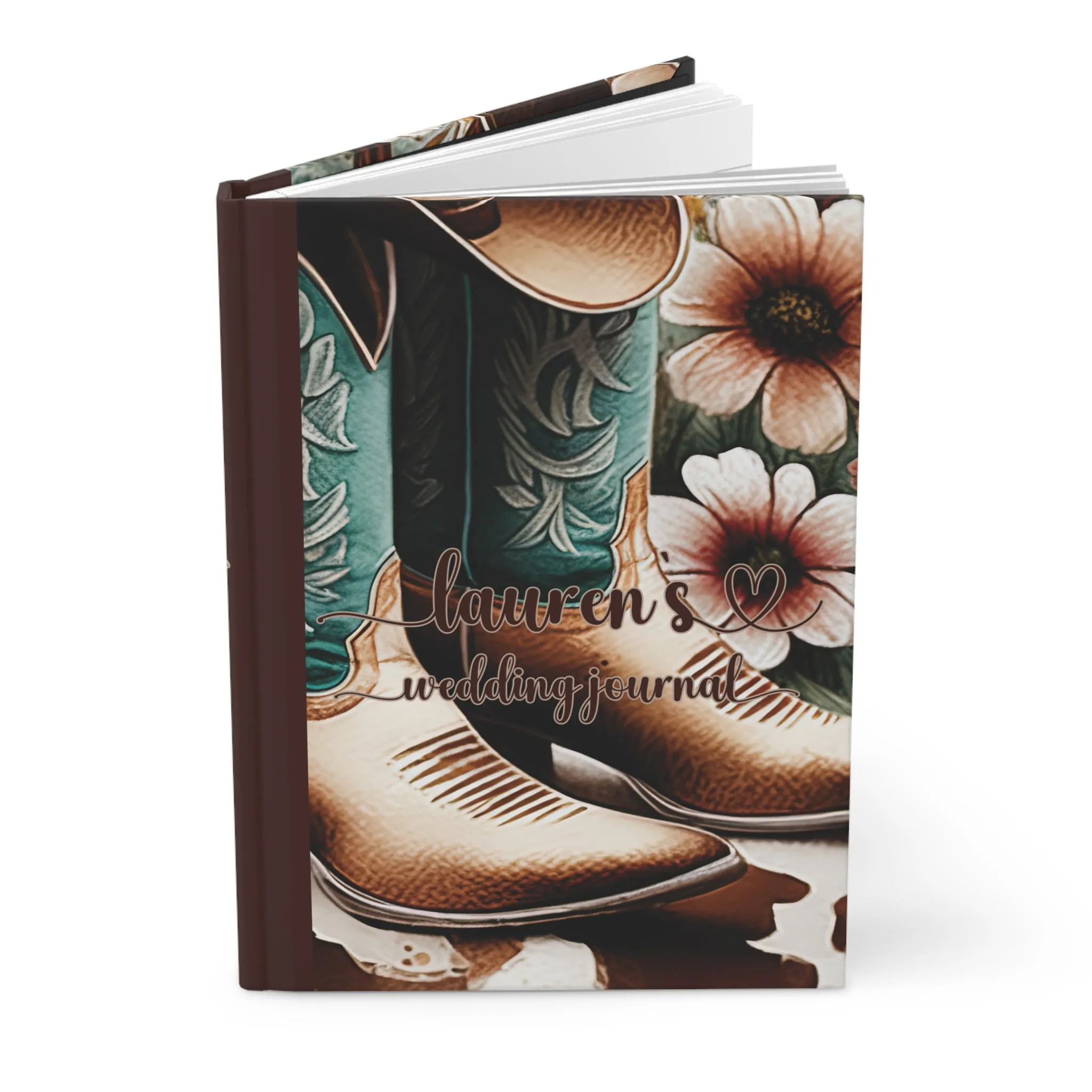 Personalised Hardcover Wedding Journal Matte, Country and Western, Country Boots, awd-1725