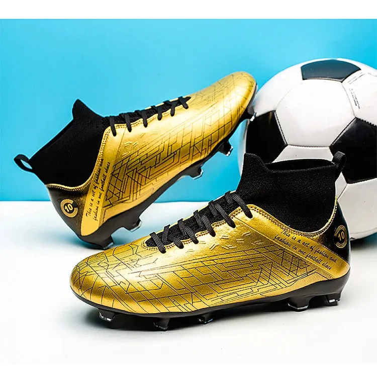 Premium Lionel Messi Style Gold Soccer Shoes TF/FG football Cleats Youth