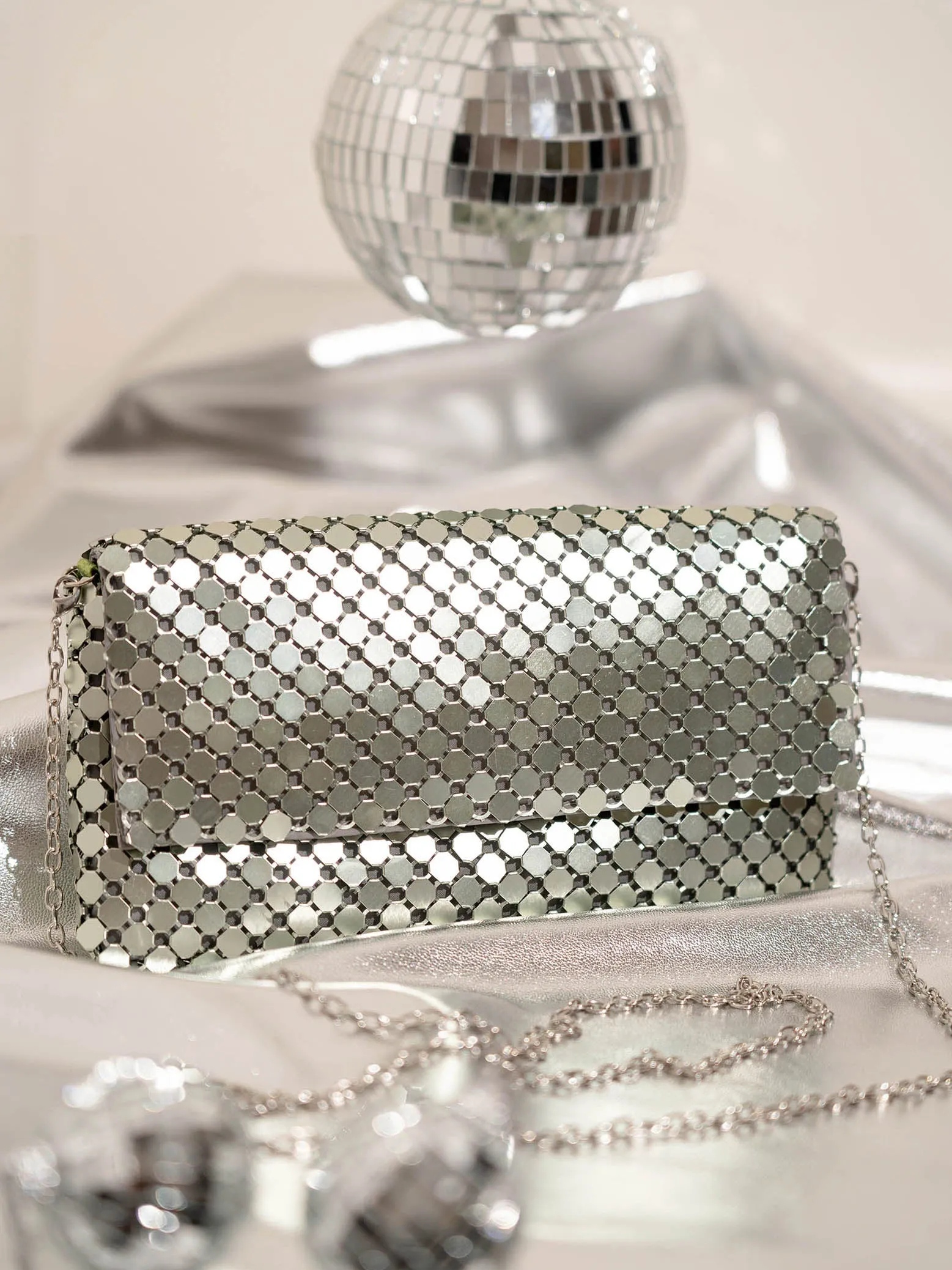 Women Green Dual Toned Embellished Foldover Clutch