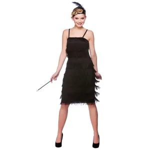 Womens Jazzy Flapper Black Fancy Dress Halloween Costume