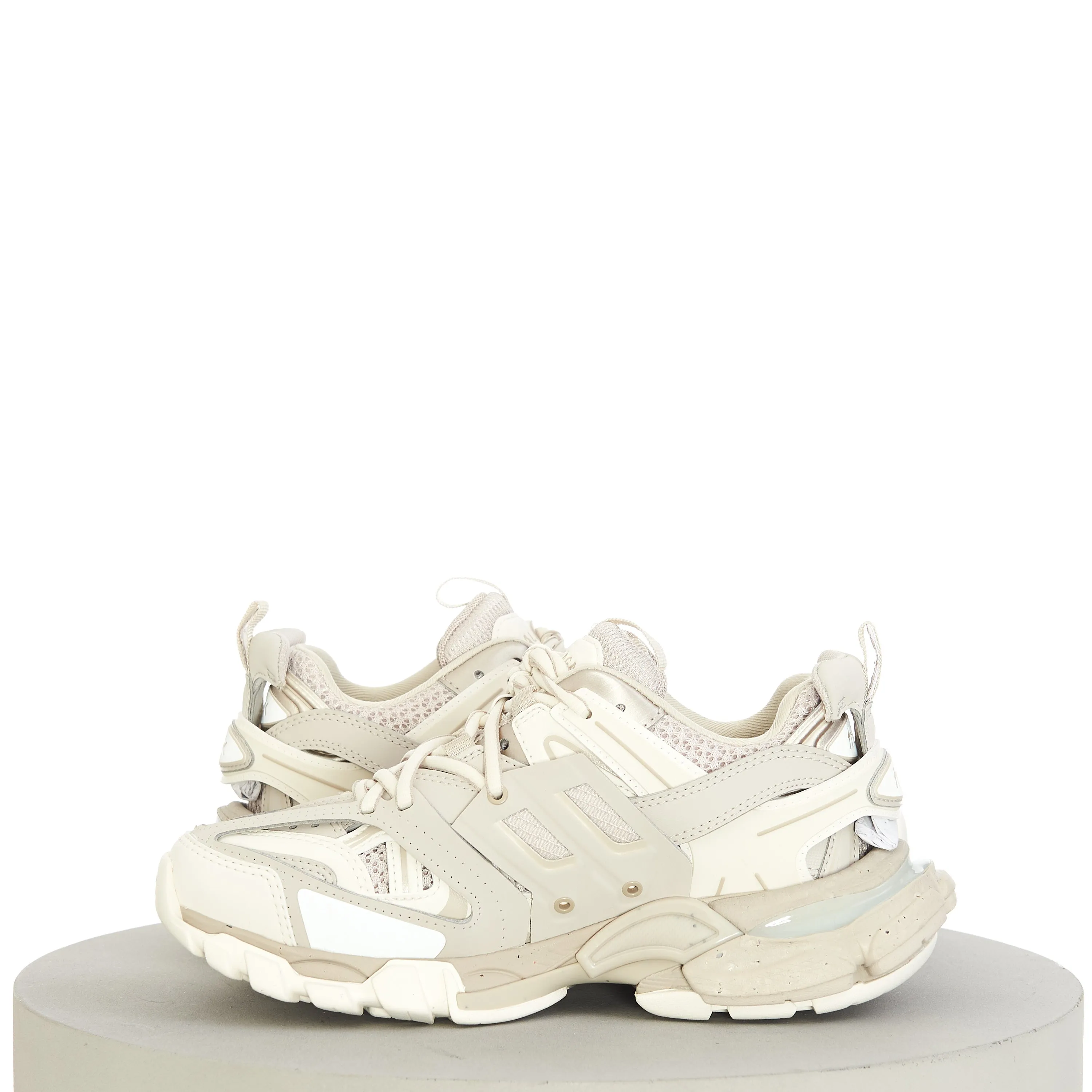 Women's Track Sneaker Recycled Sole In Light Beige Mesh & Nylon