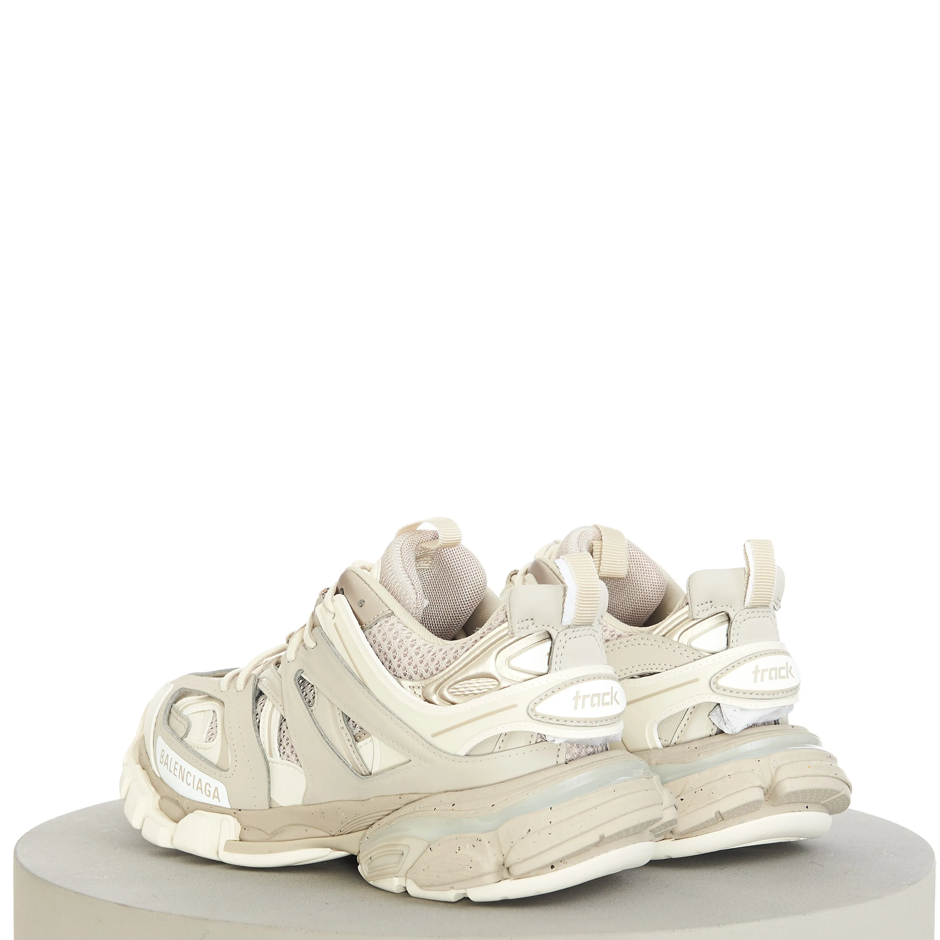 Women's Track Sneaker Recycled Sole In Light Beige Mesh & Nylon